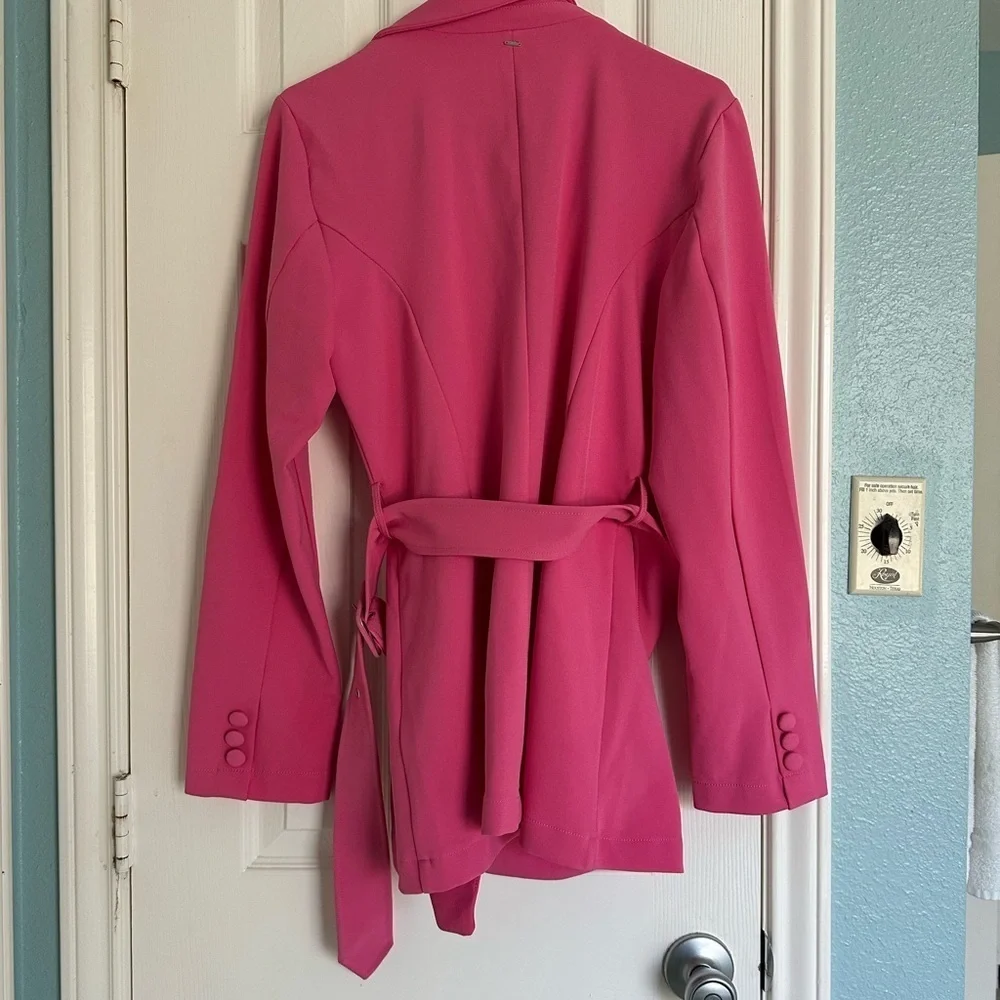 Guess Hot Pink Belted Double Breasted Trench Coat size XL - Picture 2 of 6